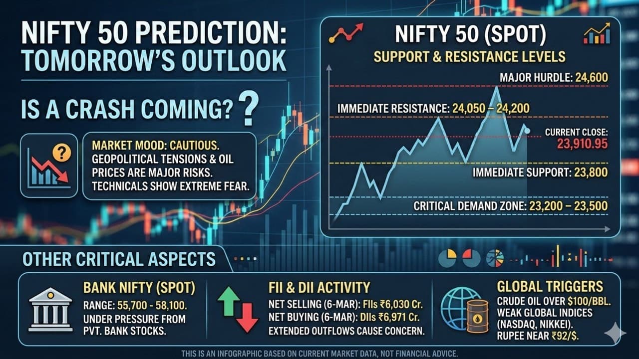 Nifty Prediction Tomorrow: Nifty Crash Coming? Key Support & Resistance Levels to Watch image